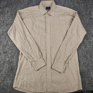 Gitman Bros Dress Shirt 16.5 34 Brown Check Point Collar USA Cotton